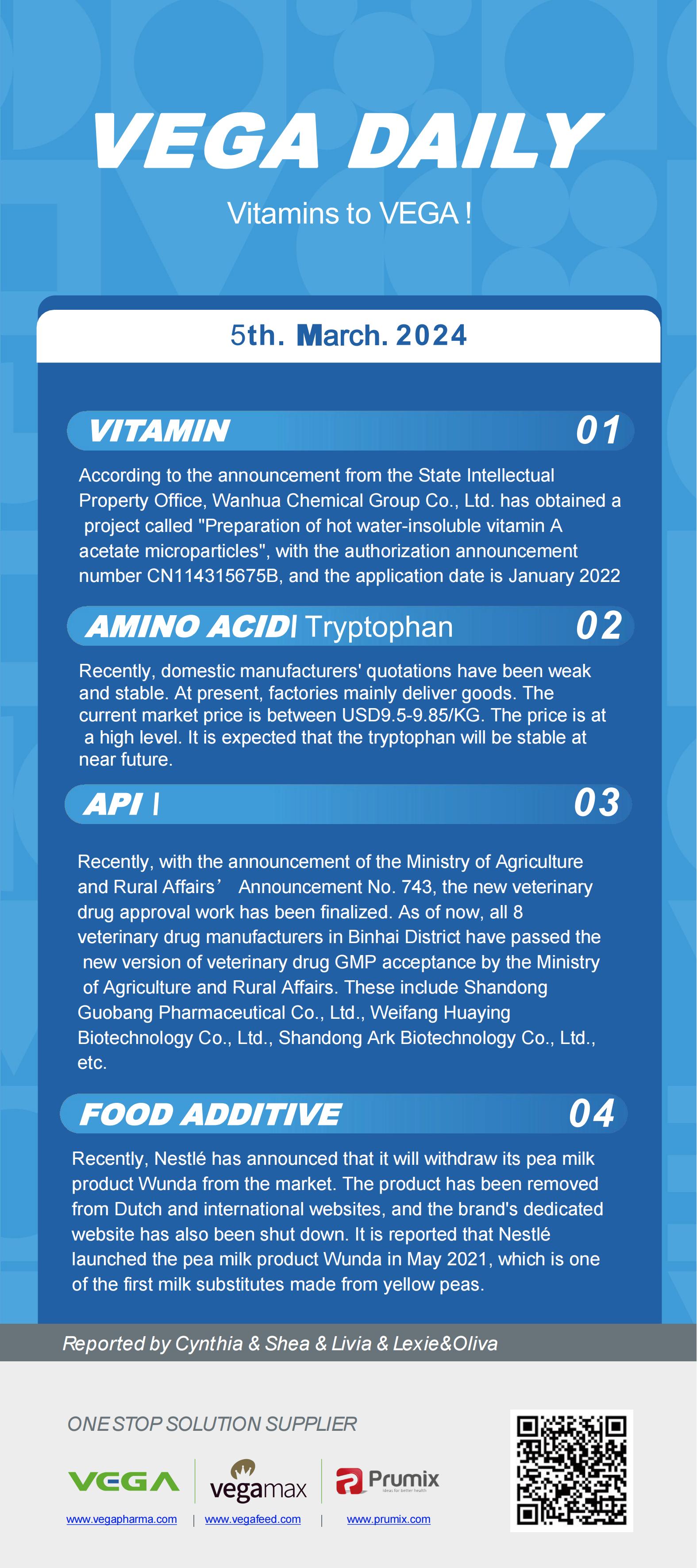 Vega Daily Dated on Mar 5th 2024 Vitamin Amino Acid APl Food Additives.jpg